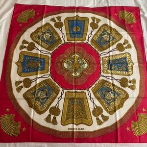 Hermes Red and Gold Scarf